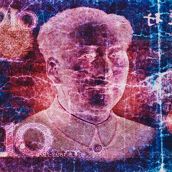 David LaChapelle, "Negative Currency: 10 Yuan used as Negative", 2010.