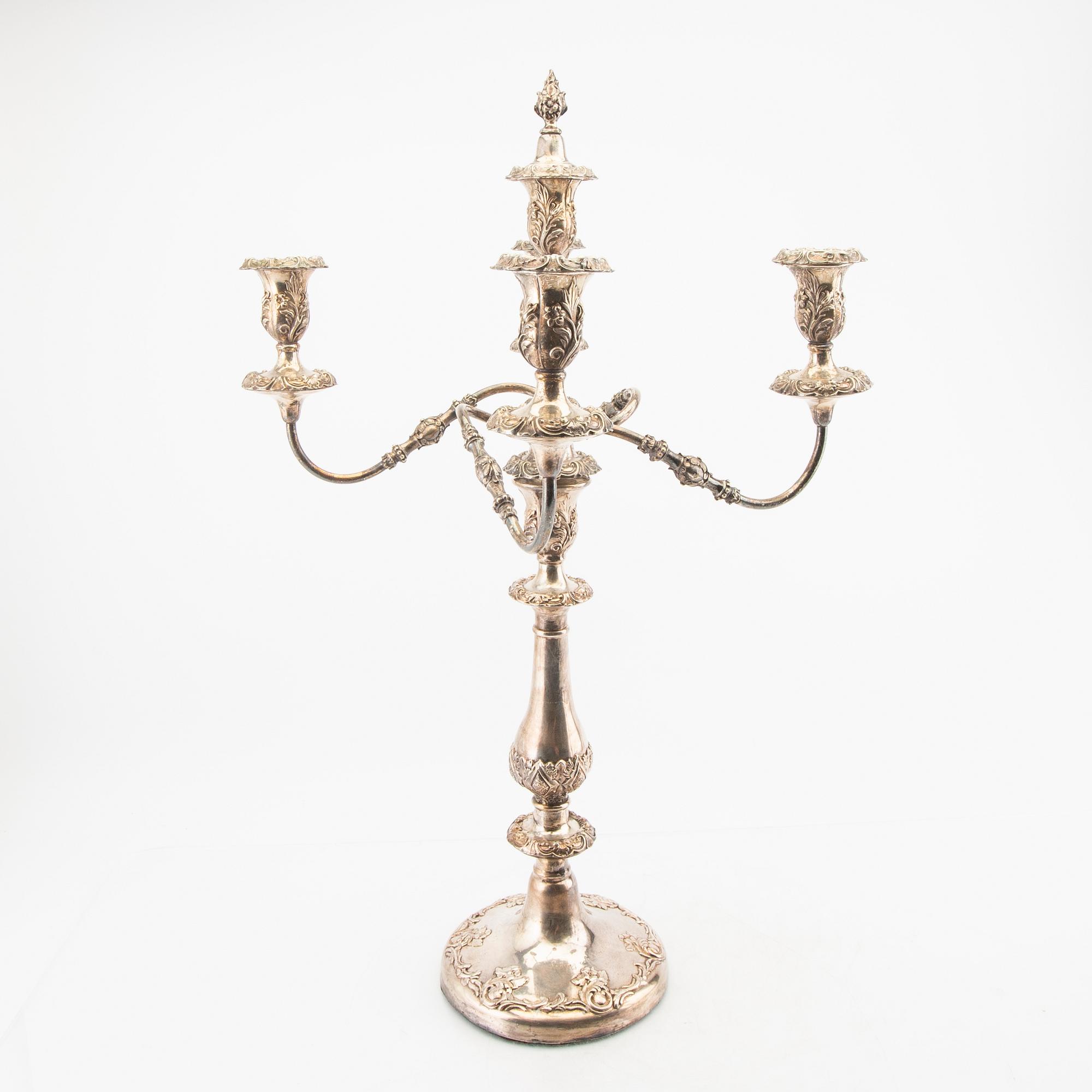 A pair of Ne Rococo epns candelabras mid 1800s.