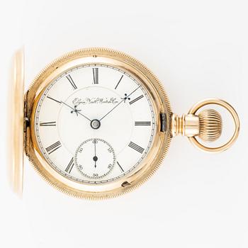 Elgin National Watch Company, pocket watch, "B.W. Raymond
", hunter case, 14K gold, 55 mm.