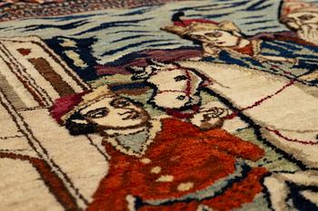 A pictoral Kashan rug, Central Persia, Souf, c. 201 x 142 cm.