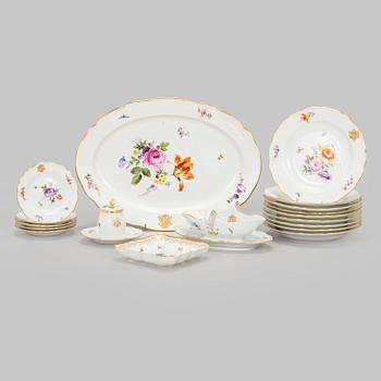 Meissen, servisdelar, porslin, 18 st, Tyskland.