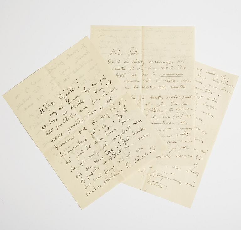LETTERS, 2, from Carl and Ruth Kylberg in Stockholm to GAN (Gösta Adrian-Nilsson) in Lund. Undated.