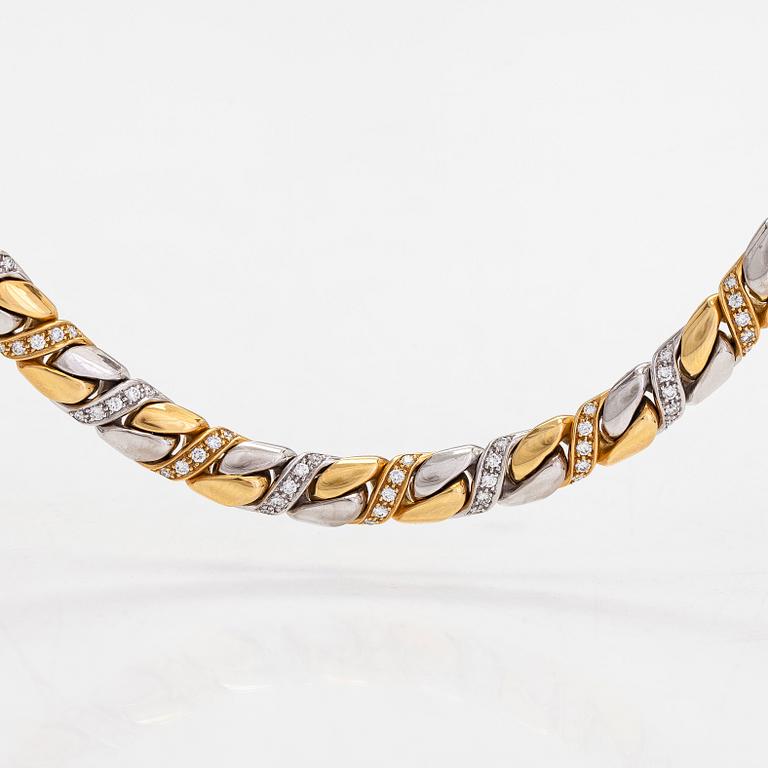 An 18K gold/white gold necklace, with brilliant-cut diamonds totalling approximately 2.39 ct.