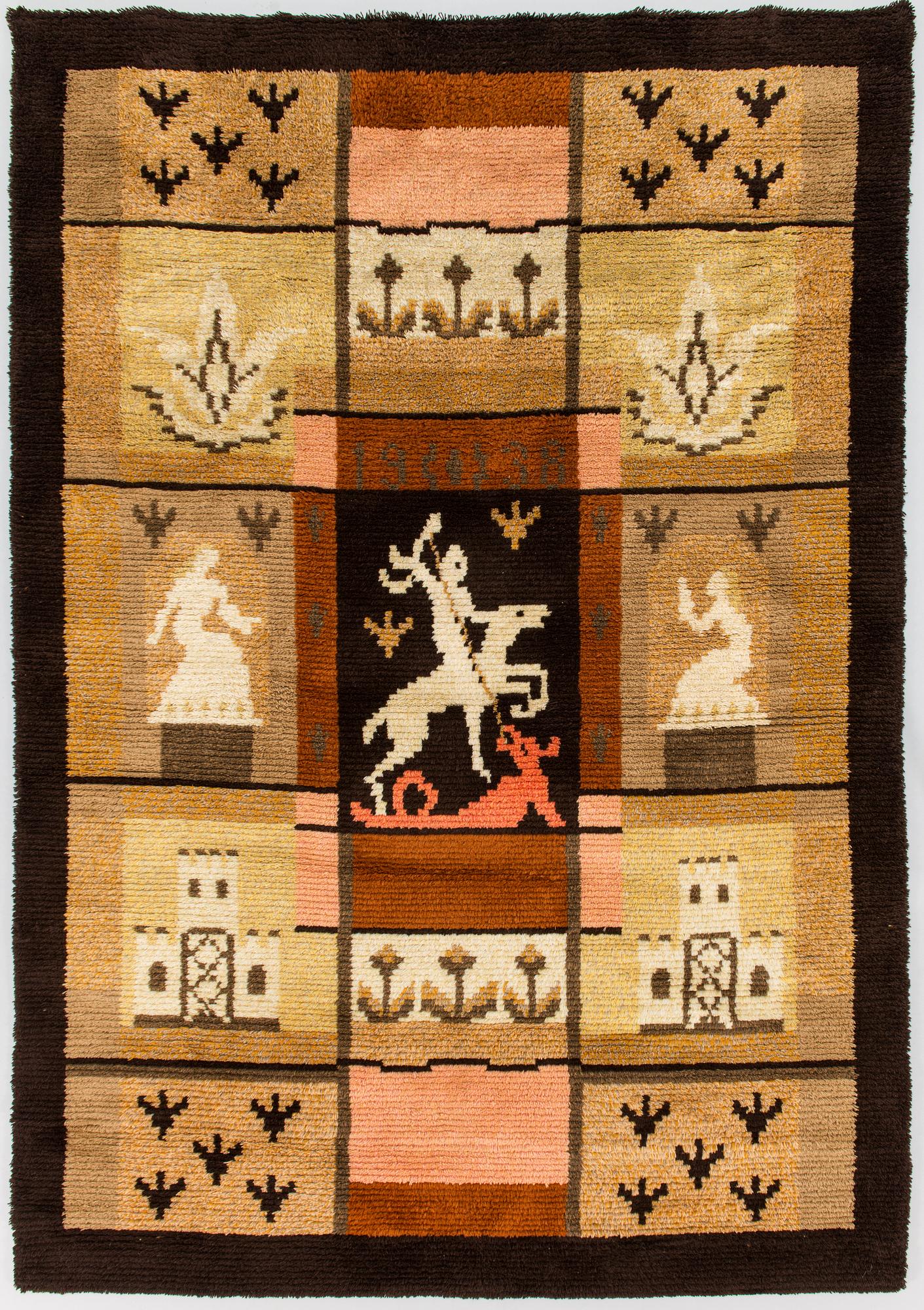 Ester Ax, ryijy, modell för Wetterhoff. Noin 223x155 cm.