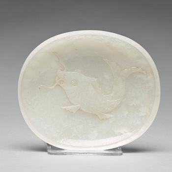 A carved nephrite placque, presumably late Qing dynasty.