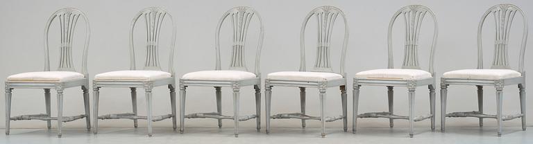 Six Gustavian chairs by L. Söderholm, master 1785.