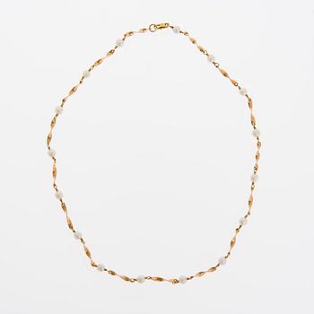 COLLIER, 14K guld, odlade pärlor.