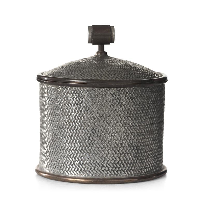 Estrid Ericson, a pewter and brass jar with cover by Svenskt Tenn, Stockholm 1936.