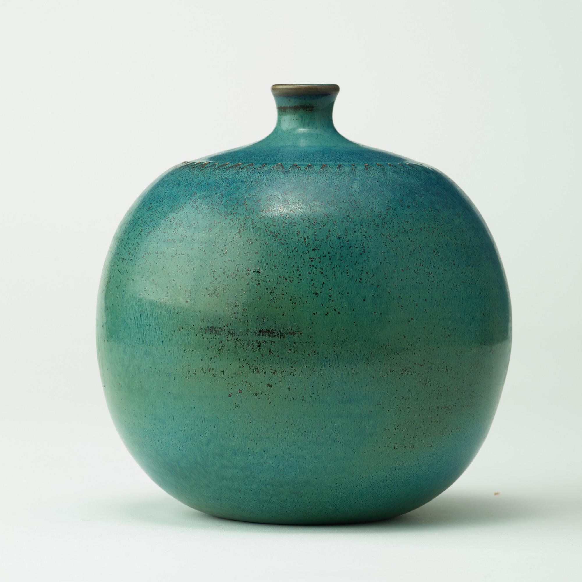 A Stig Lindberg stoneware vase, Gustavsberg's studio, Sweden 1960.