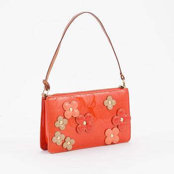 LOUIS VUITTON, a orange monogrammed vernis shoulder bag with flowers "Lexington Pochette", limited edition 2002.