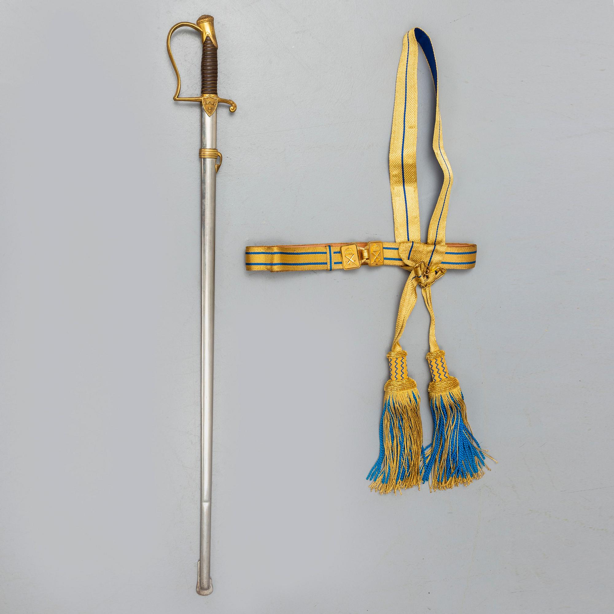 A Swedish late 19th century small sward, and a belt by Sporrong, 20th century.