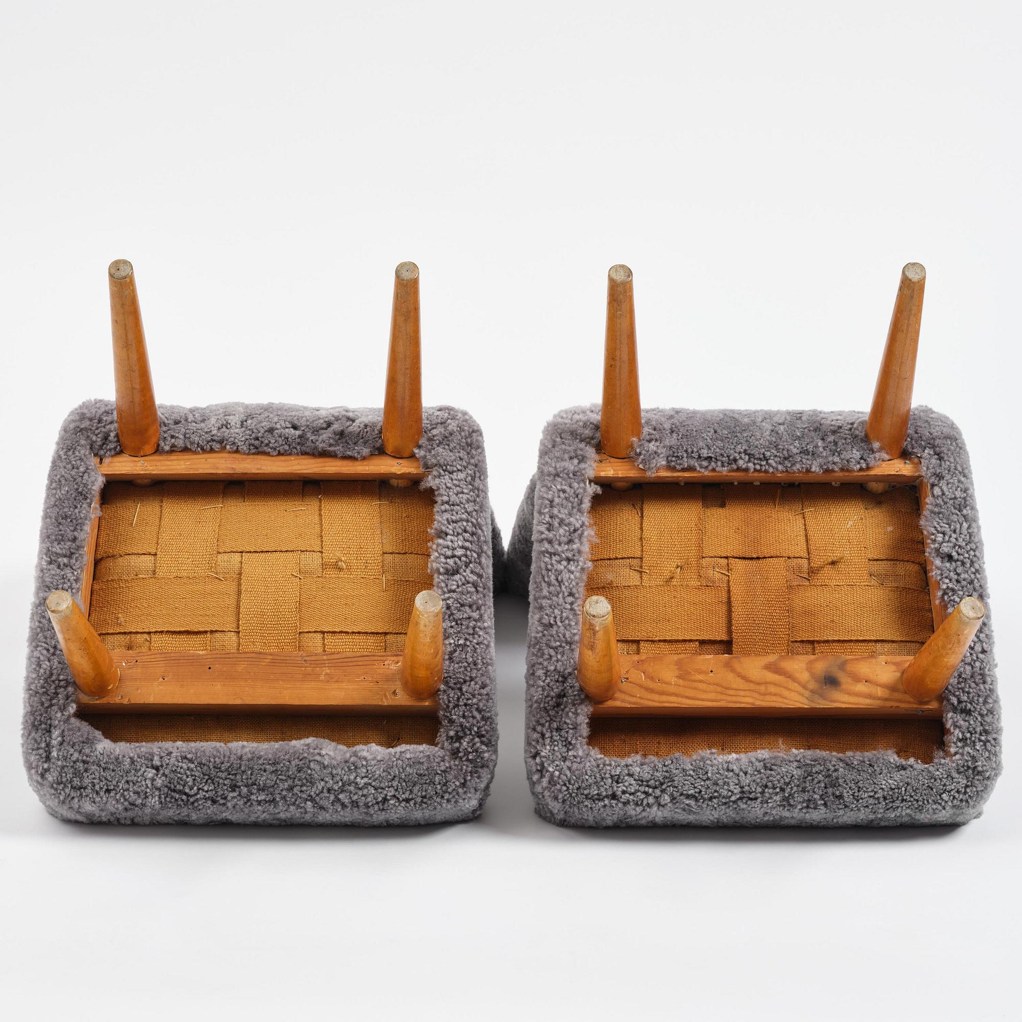 A pair of sheepskin lounge chairs, Norway, 1940s.