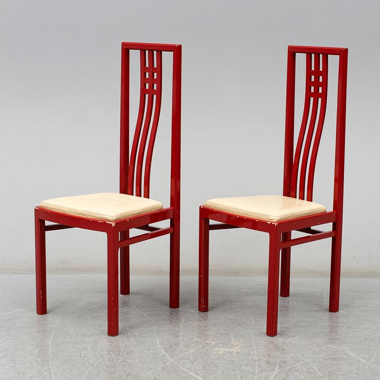 a set of eight chairs by Wards Atelier in the late 20th century.