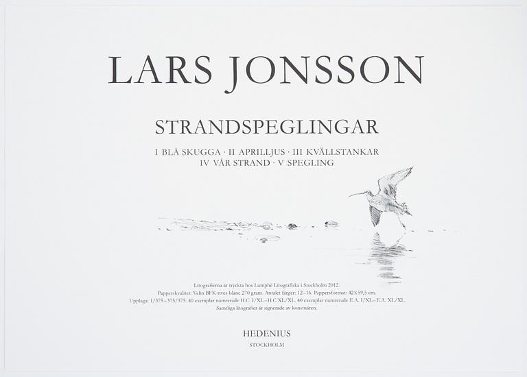 Lars Jonsson, portfolio "Strandspeglingar" with 5 lithographs in colour, signed EA XIV/XL.