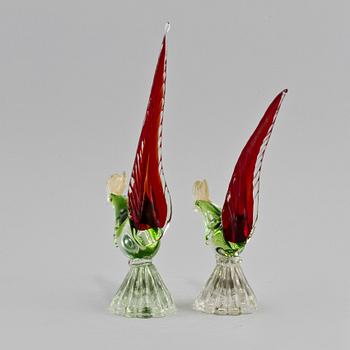FIGURINER, 2 st snarlika, glas, Murano, Italien, omkring 1900-talets mitt.