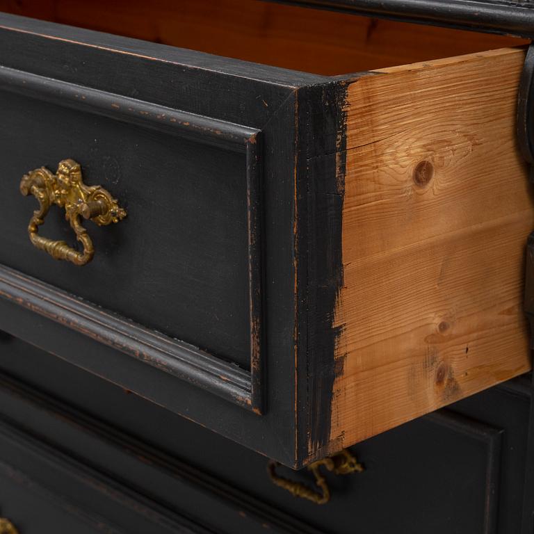 A painted chest of drawers, late 19th Century.