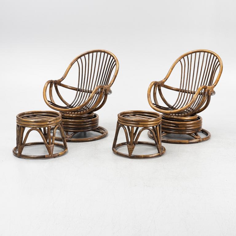 Fåtöljer med fotpallar, ett par, 1900-talets senare del.