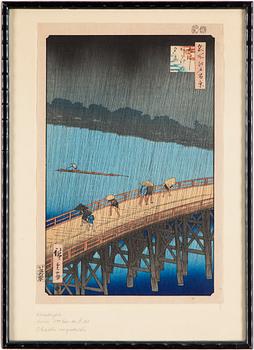 UTAGAWA HIROSHIGE (1797-1858), färgträsnitt. Japan, från serien "One Hundred Famous Views of Edo", 1900-tal.