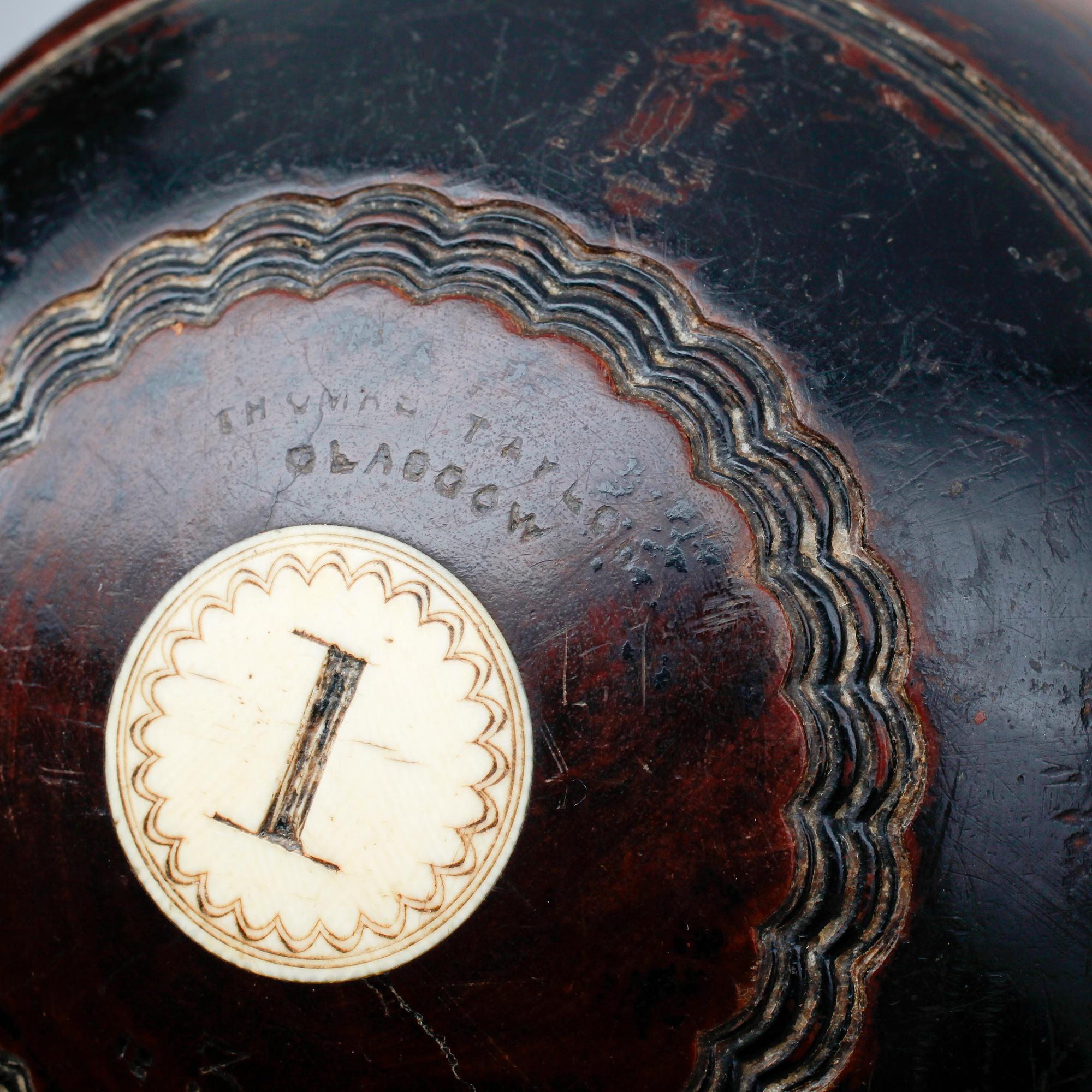 LAWN BOWLS, 2 st, Thomas Taylor, Glasgow, 1900-talets första hälft.