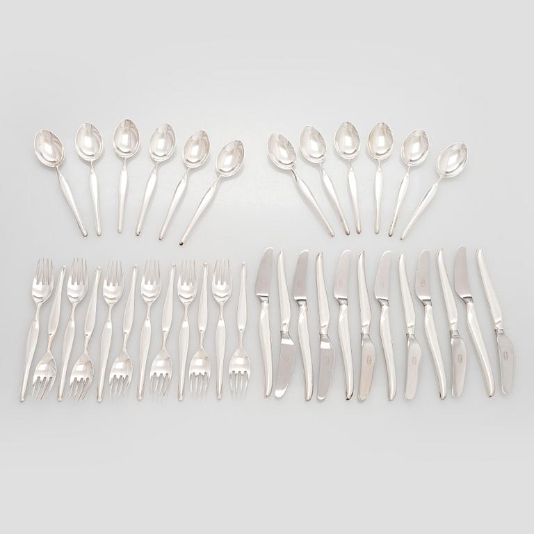 Tapio Wirkkala, A 36-piece 'Hopeasiipi' silver cutlery set, Kultakeskus, Hämeenlinna 1957.