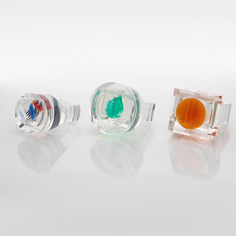 Siv Lagerström, three acrylic plastic rings, 1970s.