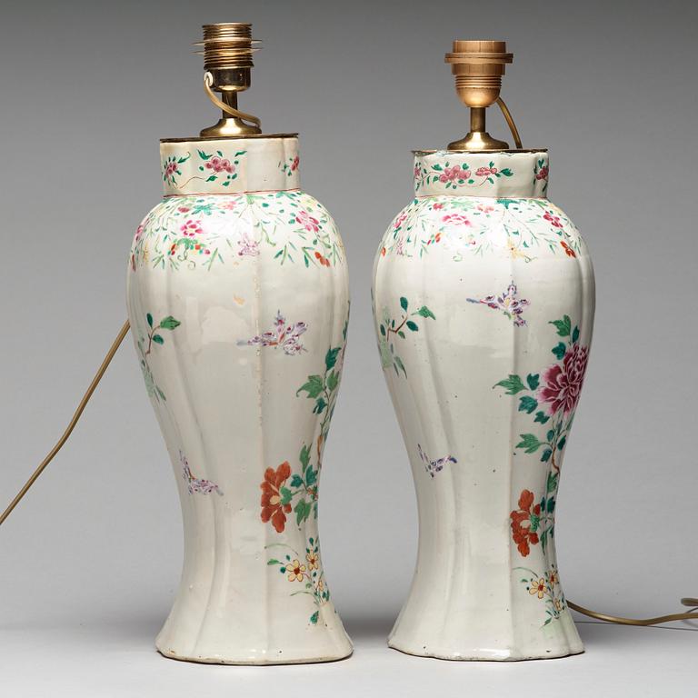 A pair of large famille rose vases, Qing dynasty, Qianlong (1736-95).