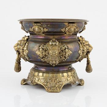 A renaissance style brass pot, around 1900.