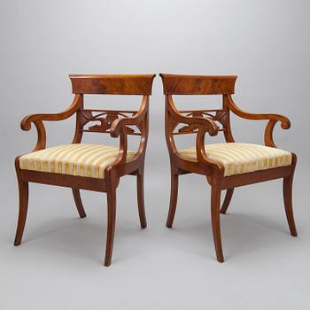 KARMSTOLAR, ett par, biedermeierstil, 1920-tal.