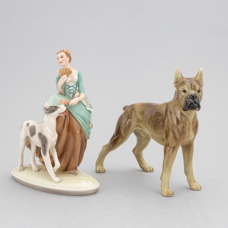 Two porcelain figurines, Keramos, Austria, 20th century.