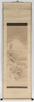 RULLMÅLNINGAR, 3 st, på papper, Japan 1900-tal.