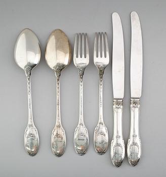 BESTICK, 36 delar, silver, WA Bolin, Stockholm 1940. Total vikt med stålblad ca 2720 gram.