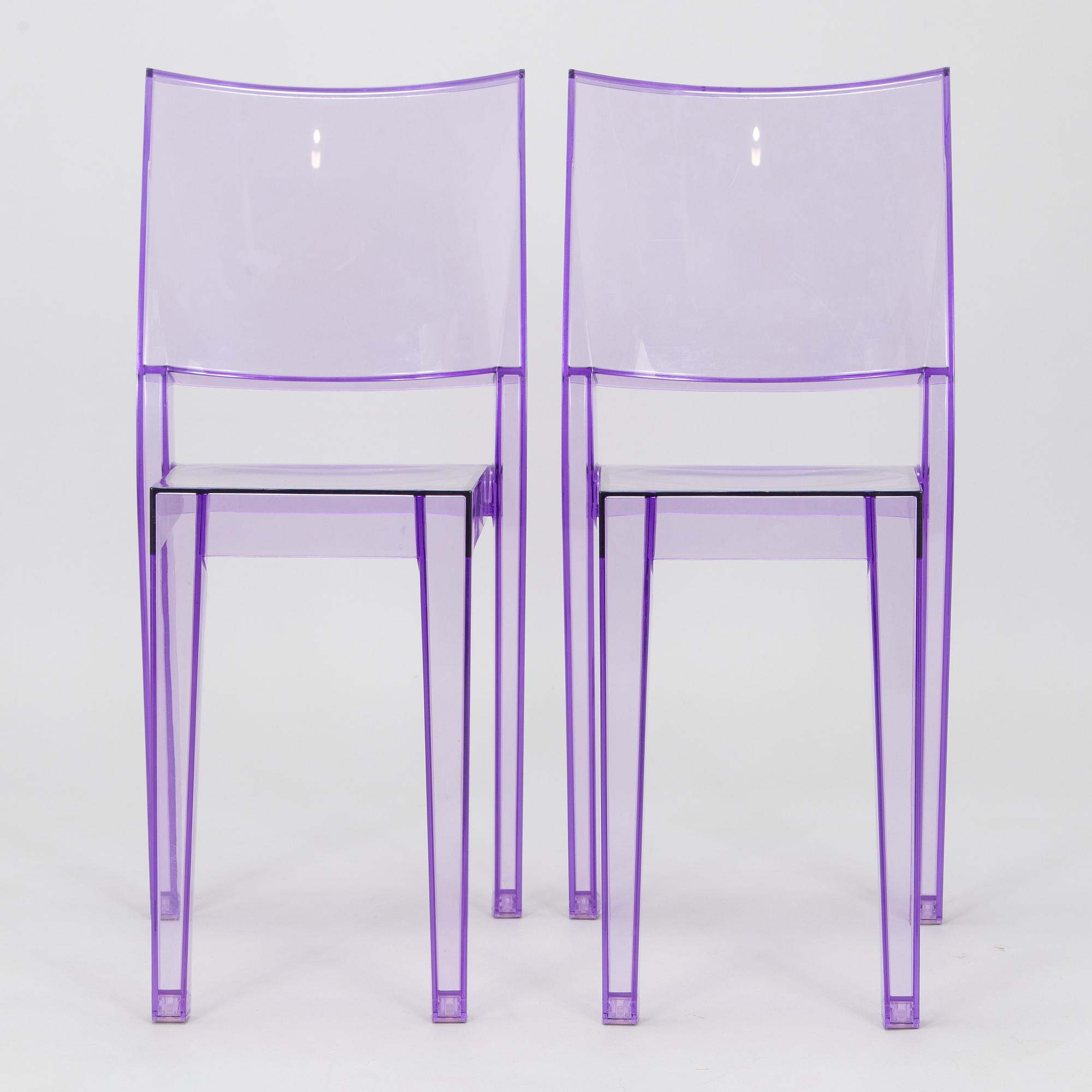 Kartell, Philippe Starck, two "La Marie" chairs and a "Francois Ghost" mirror, Italy.