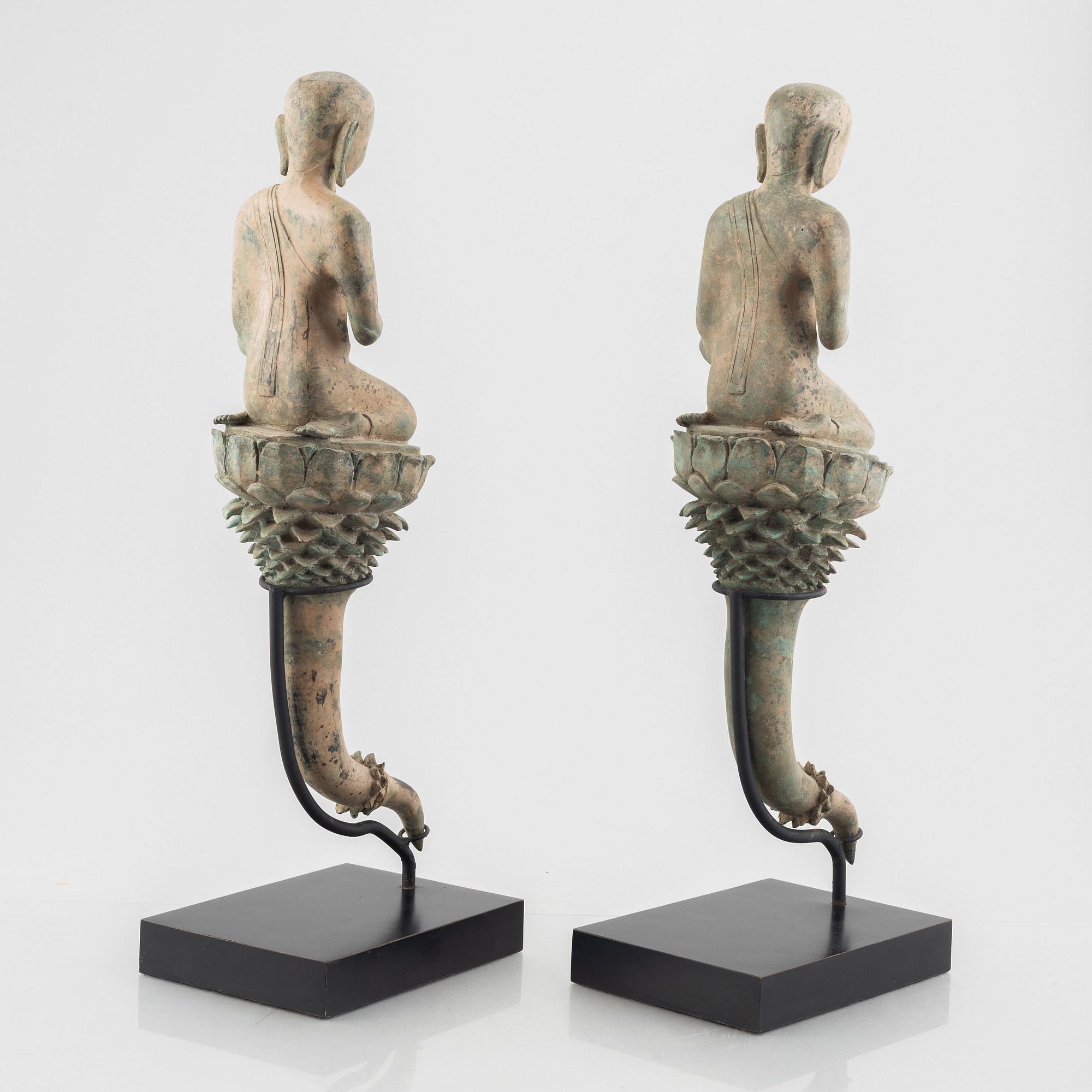 A pair of Buddhist sculptures, Thailand, 20th century.