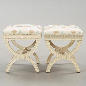 A pair of painted late gustavian stools by Ephraim Ståhl(active 1794-1820).