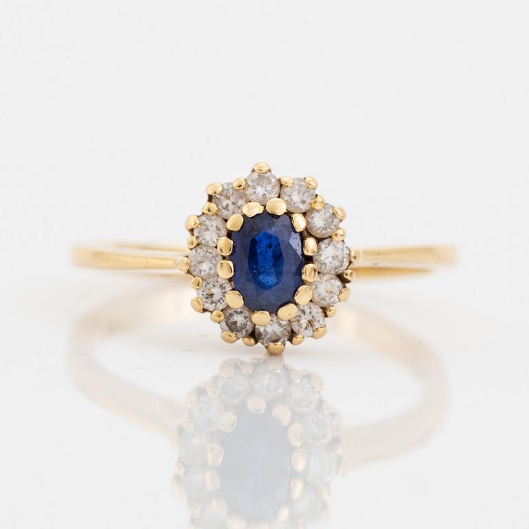 Sapphire and brilliant cut diamond ring.