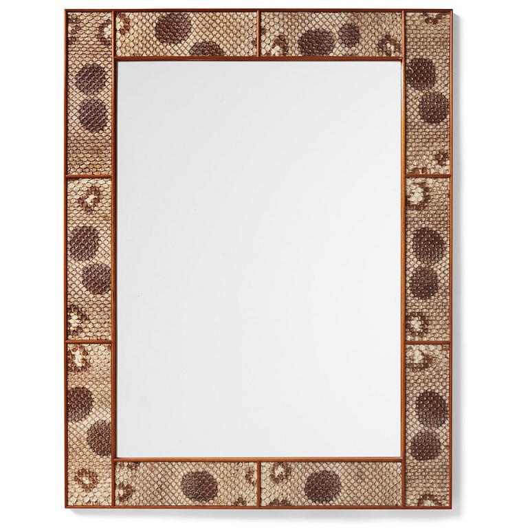 Josef Frank, a snakeskin framed mirror, Firma Svenskt Tenn, Sweden, executed in 1940.