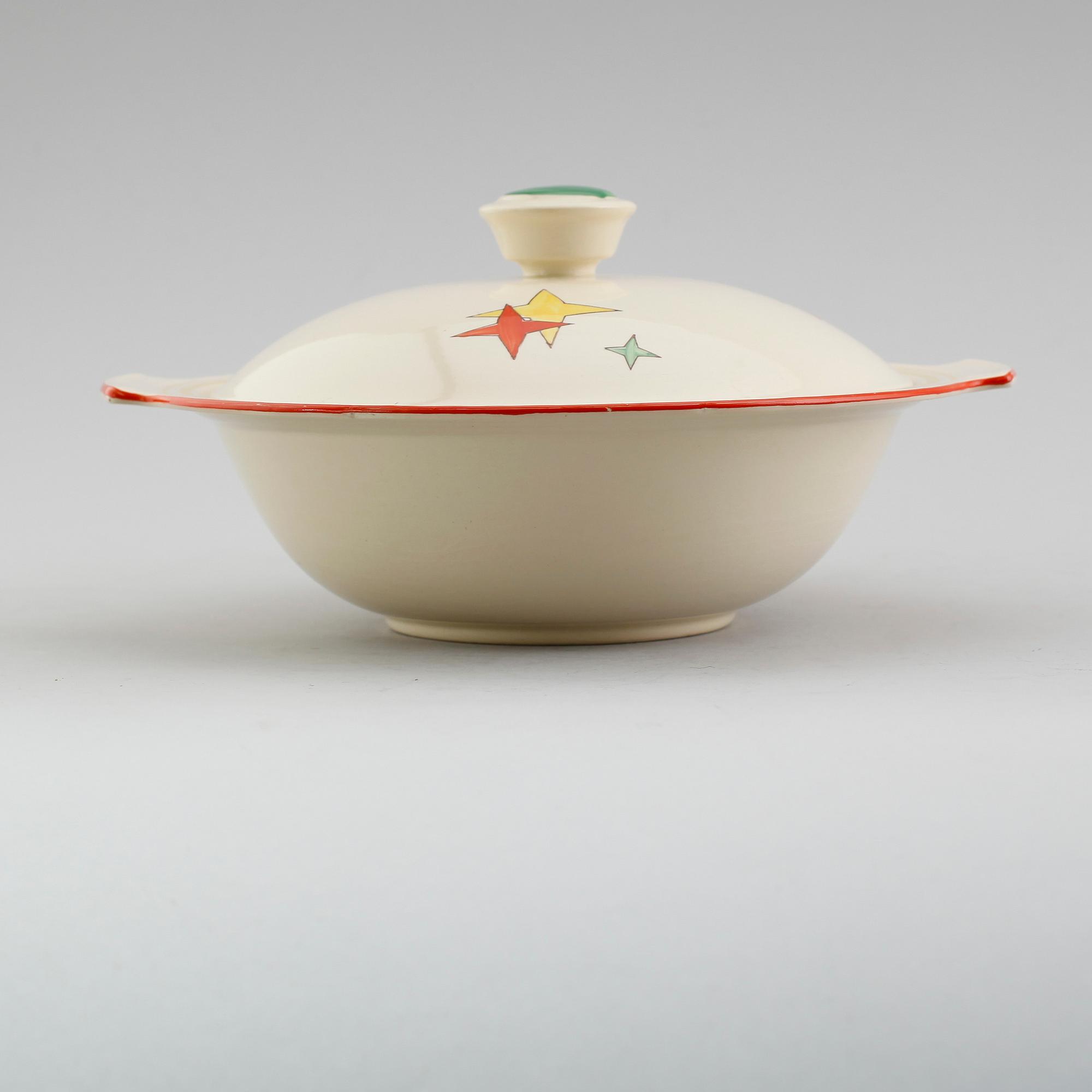 TERRIN med lock, porslin, Rörstrand, 1900-talets första hälft.