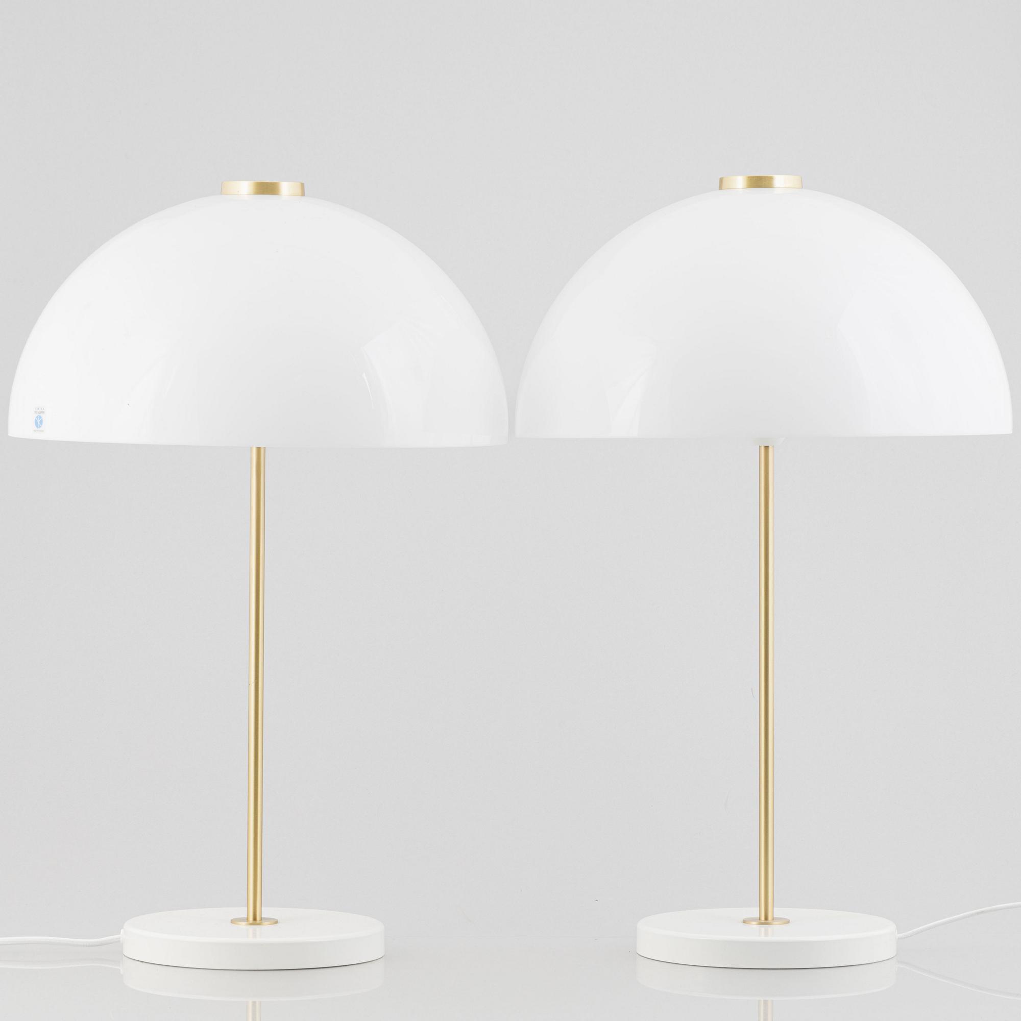Yki Nummi, a pair of "Kupoli" table lamps from Innolux, Finland, 21st century.
