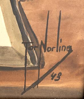 Tor Norling, akvarell signerad och daterad 43.