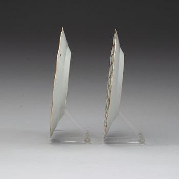 A pair of famille rose armorial dishes for Claes Alströmer, Qing dynasty, Qianlong (1736-95), ca 1770.