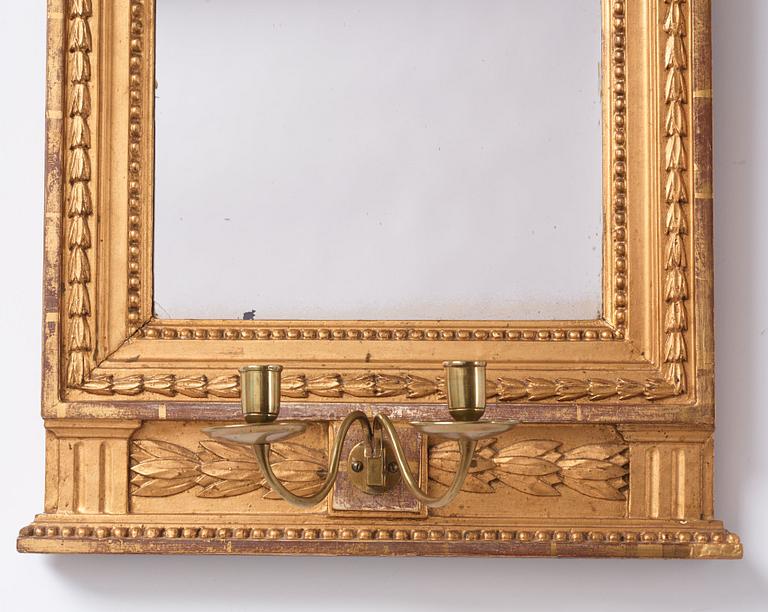 Spegellampett, för två ljus, Stockholmsarbete ca år 1800, Sengustaviansk.