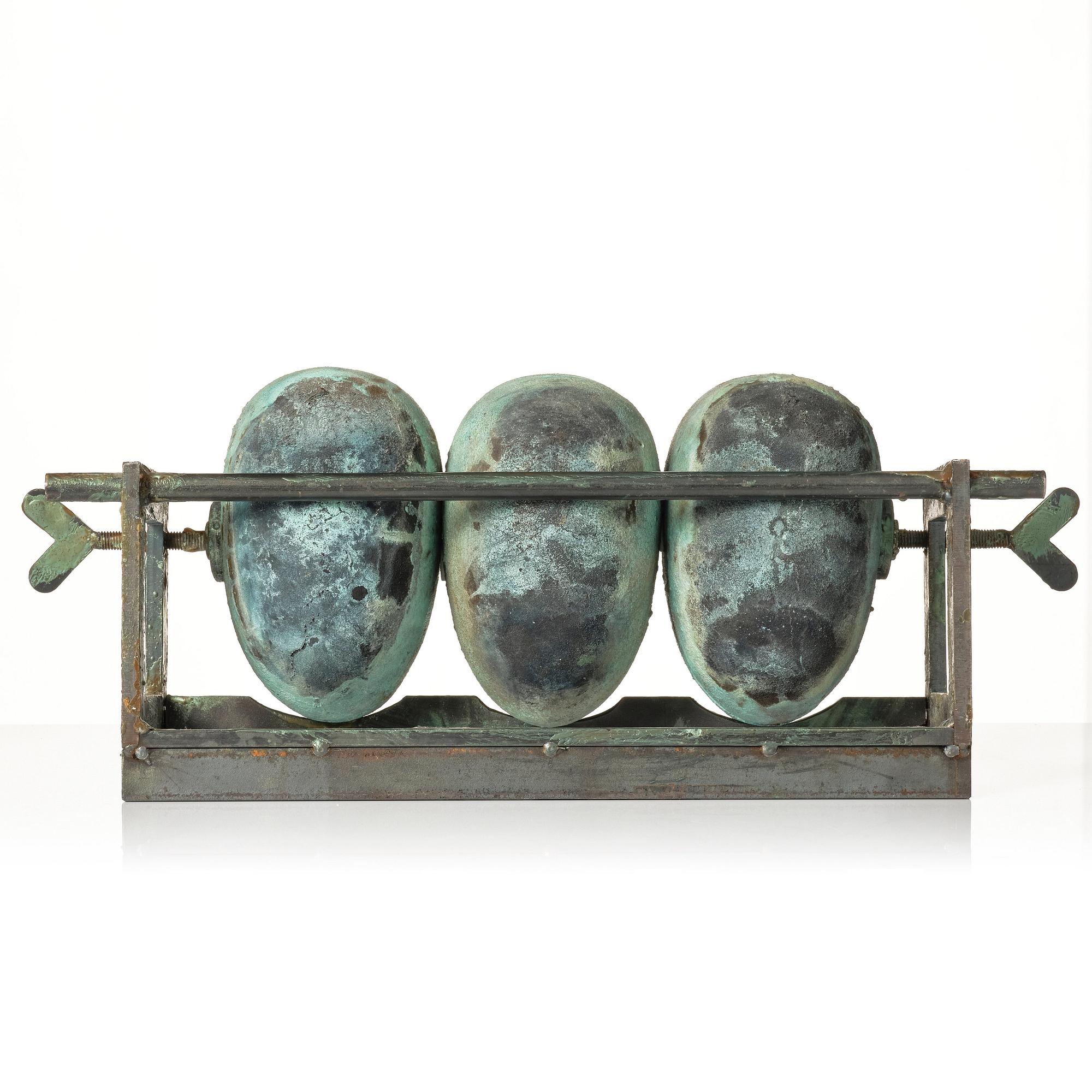 Bertil Vallien, a unique sand cast glass sculpture 'Three Heads', Kosta Boda, Sweden.