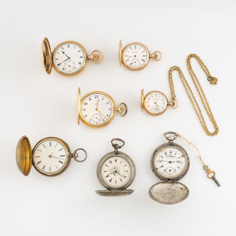 Collection of pocket watches, 36 pcs, silver/plated/gold.