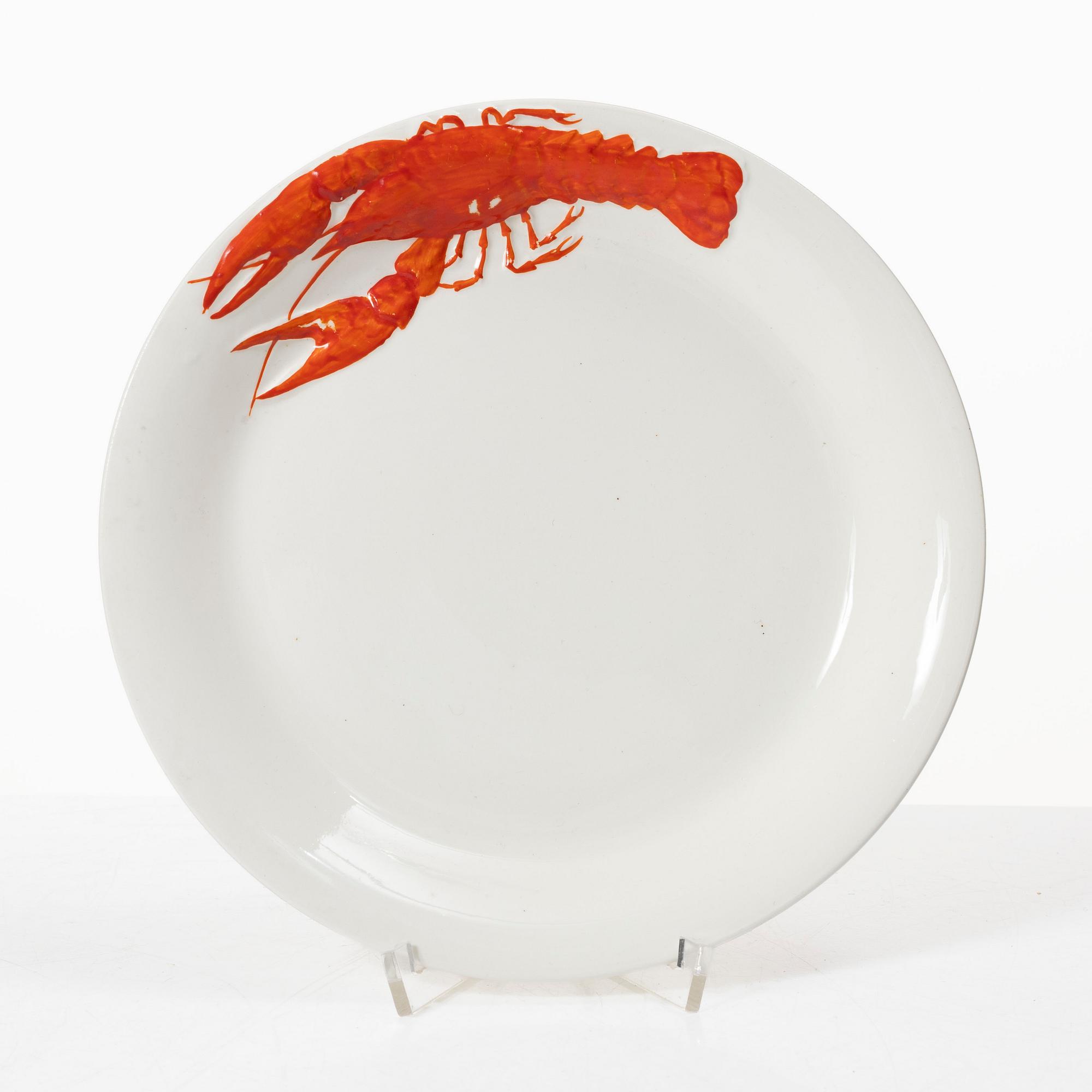 A part cream ware 'crayfish' dinner service, possibly by Rörstrand, early 20th century.