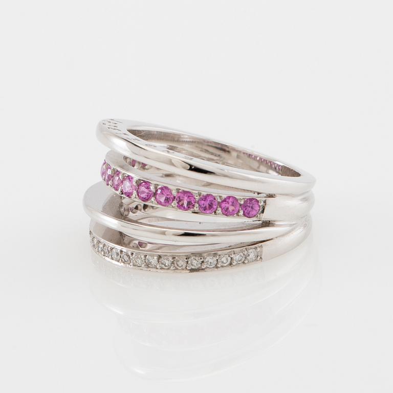 Ring 18K white gold with diamonds and pink sapphires, Engelbert Stockholm 2003.