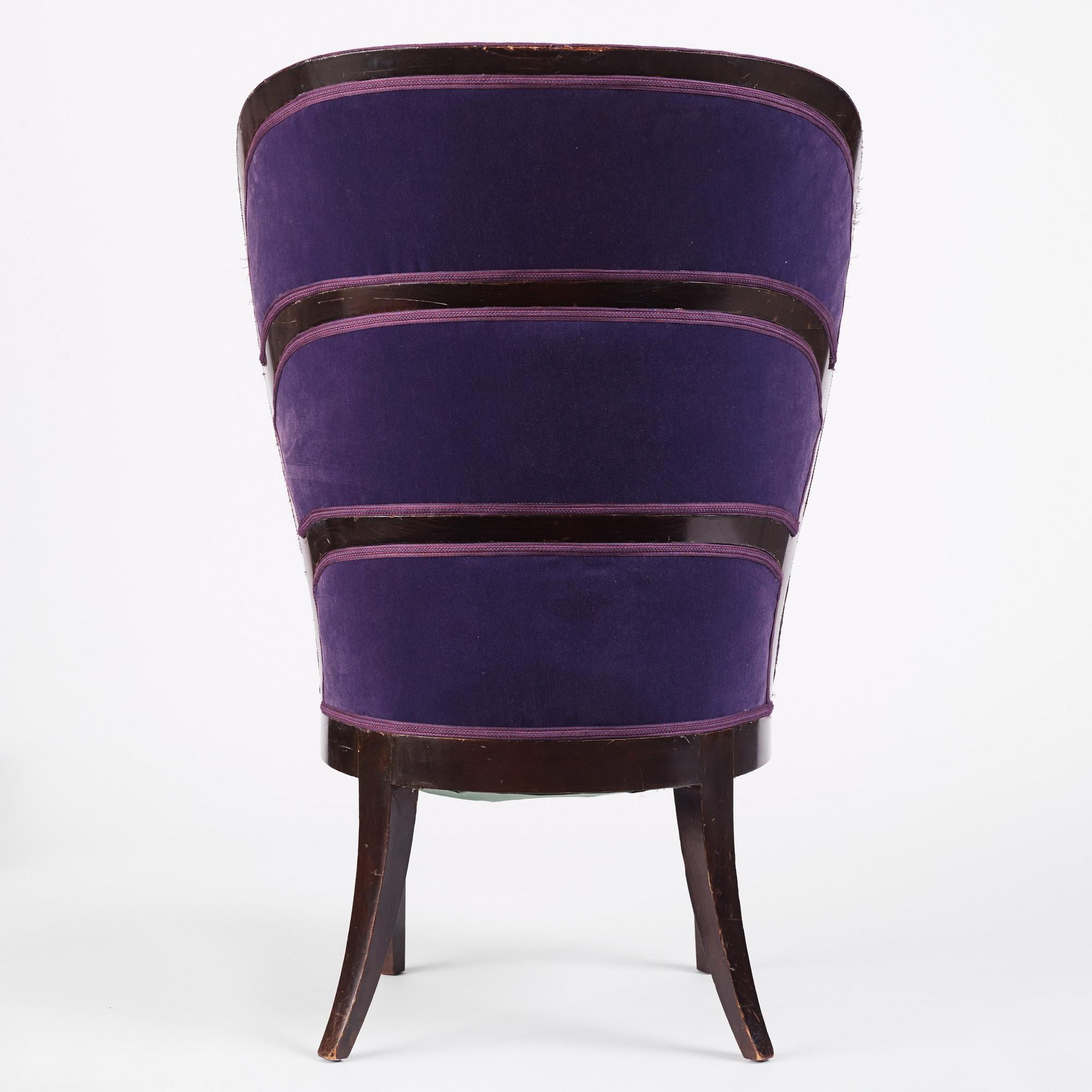 Uno Åhrén, a Swedish Grace black lacquered "Lady's armchair", Mobilia AB, Malmö ca 1925.