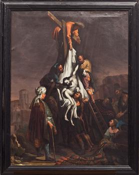 REMBRANDT HARMENSZ VAN RIJN, kopia efter, oljemålning på duk, monogramsignerad. 16/1700-tal.
