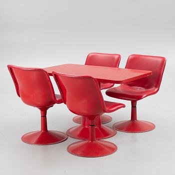 Yrjö Kukkapuro, a "Saturnus" dining table and four chairs, Haimi, Finland, 1970's.