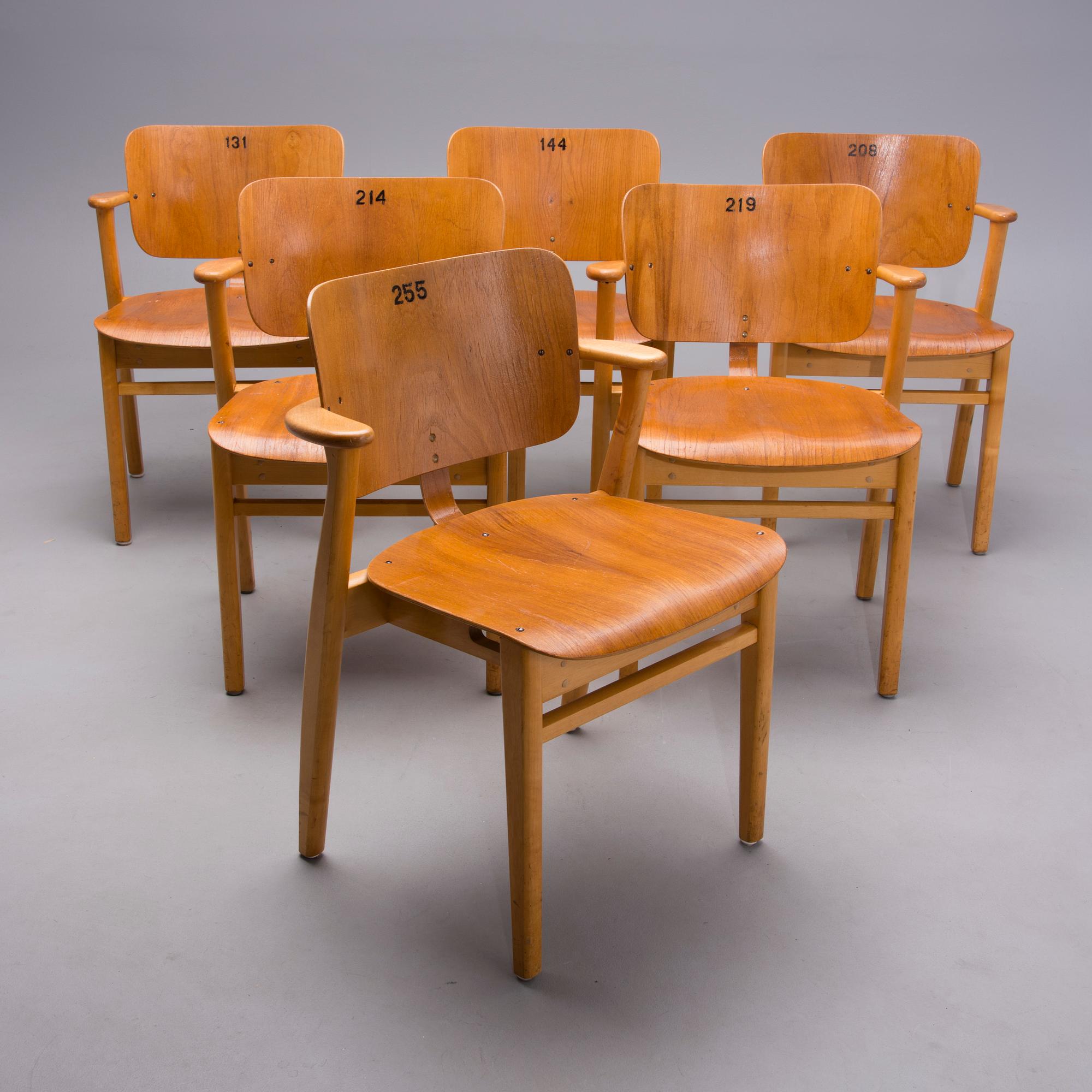 STOLAR, 6 st, "Domus", Ilmari Tapoivaara, Keravan Puuteollisuus, 1950-tal.