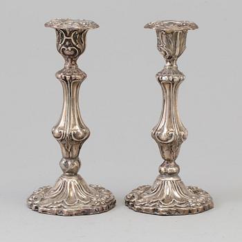 A pair of silver candlesticks probably by Carl Fredrik Hultbom, Stockholm 1848.